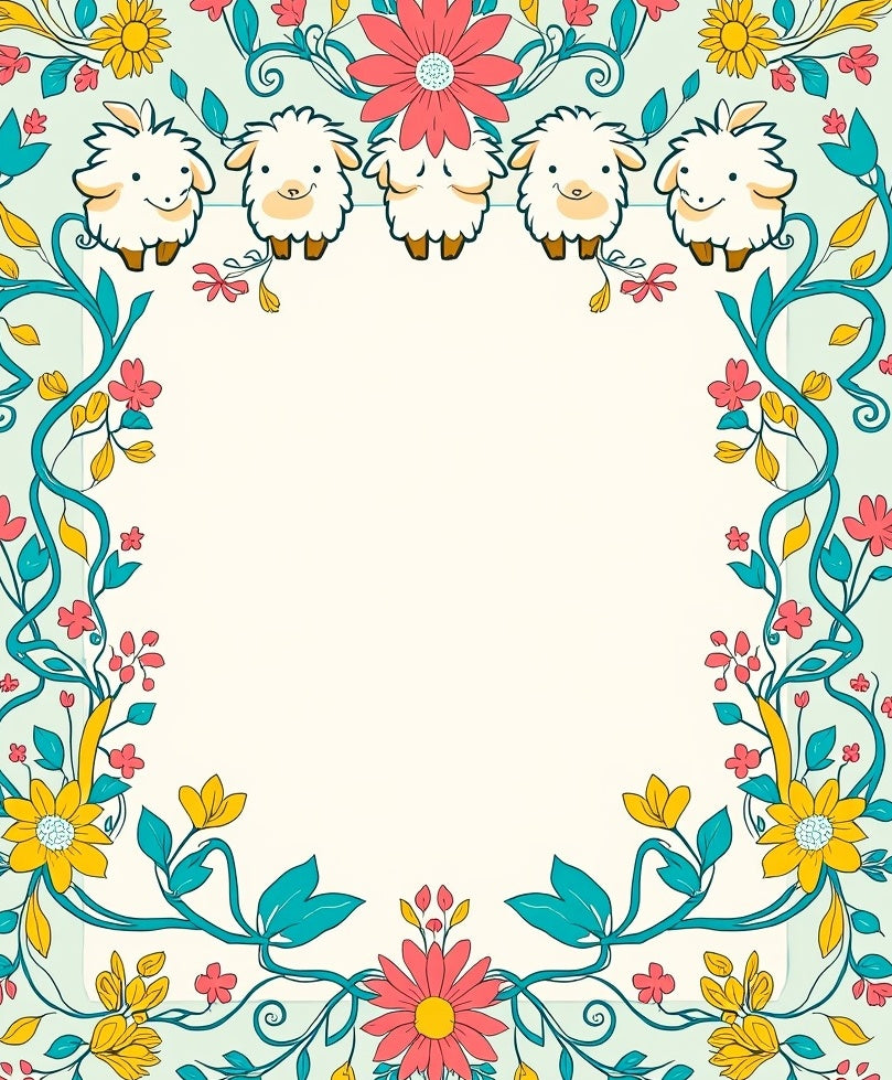 Whimsical Floral Sheep Delight Rug
