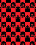 Bold Red Black Checkered Crest Rug