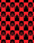 Bold Red Black Checkered Crest Rug