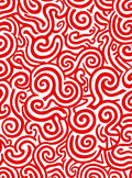 Vibrant Red Swirl Ribbon Artwork Rug