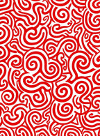 Vibrant Red Swirl Ribbon Artwork Rug