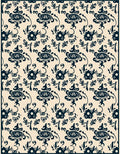 Dark Blue Vintage Floral Pattern Rug