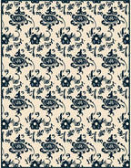 Dark Blue Vintage Floral Pattern Rug
