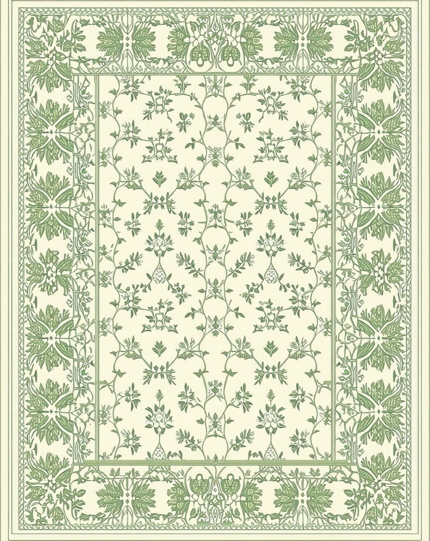 Verdant Vine Floral Medallion Design Rug