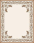 Ornate Brown Floral Scroll Border Rug