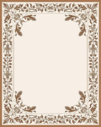 Ornate Brown Floral Scroll Border Rug