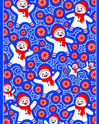 Joyful Snowmen Red Floral Celebration Rug
