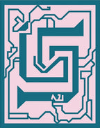 Teal Circuit Board Pattern Rug