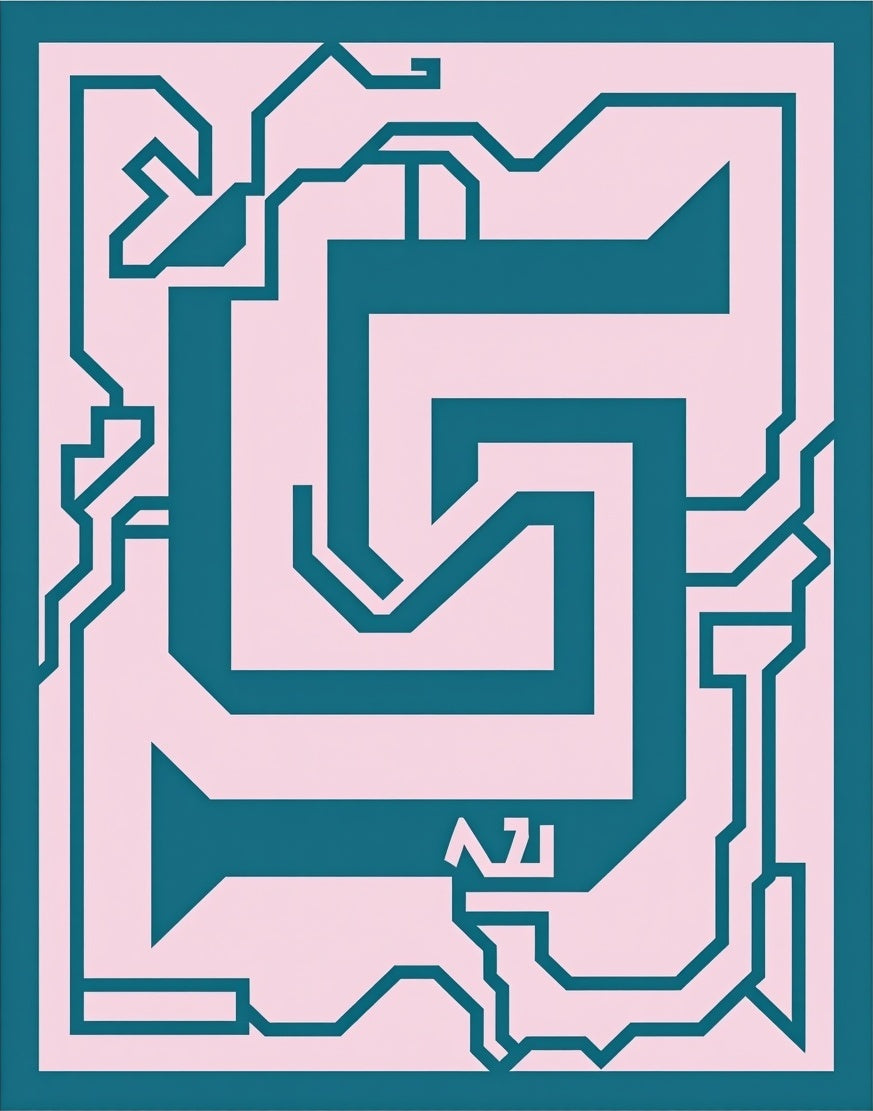 Teal Circuit Board Pattern Rug