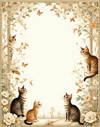 Whimsical Cats and Floral Garden Design Rug