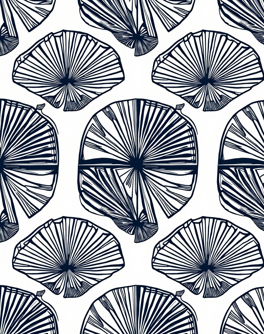 Fan Outline Botanical Pattern Rug