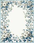 White Blue Floral Vine Border Rug