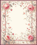 Vintage Pink Rose Floral Vines Pattern Rug