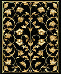Elegant Gold Floral Vine Pattern Rug