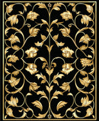 Elegant Gold Floral Vine Pattern Rug