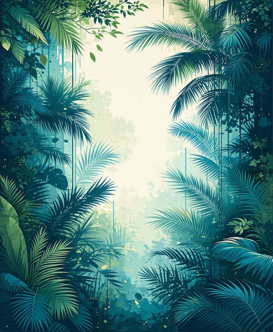 Lush Tropical Leaf Forest Pattern Rug