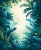 Lush Tropical Leaf Forest Pattern Rug