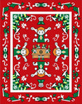 Festive Red Folk Art Figures Rug