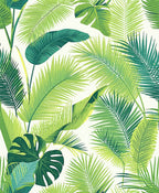 Lush Green Tropical Leaf Pattern Rug