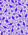 Vibrant Purple Bird and Floral Pattern Rug