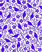 Vibrant Purple Bird and Floral Pattern Rug