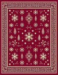 Crimson Cream Snowflake Forest Border Rug