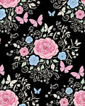 Pink Butterflies Roses Pattern Rug