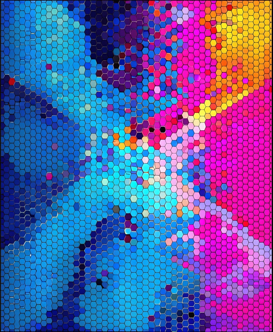 Vibrant Gradient Hexagonal Pattern Rug
