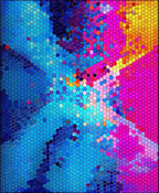 Vibrant Gradient Hexagonal Pattern Rug