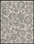 Black Swirl Floral Pattern Rug
