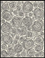 Black Swirl Floral Pattern Rug