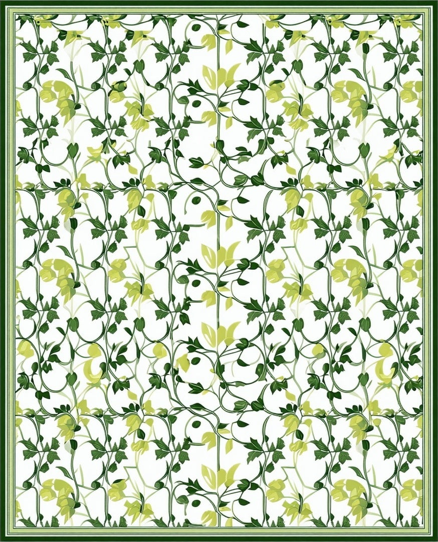 Lush Green Leaf Vine Pattern Rug