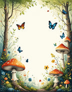 Enchanted Forest Mushrooms Butterflies Rug