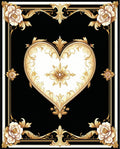 Ornate Golden Heart Floral Design Rug