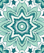Teal Floral Starburst Intricate Design Rug
