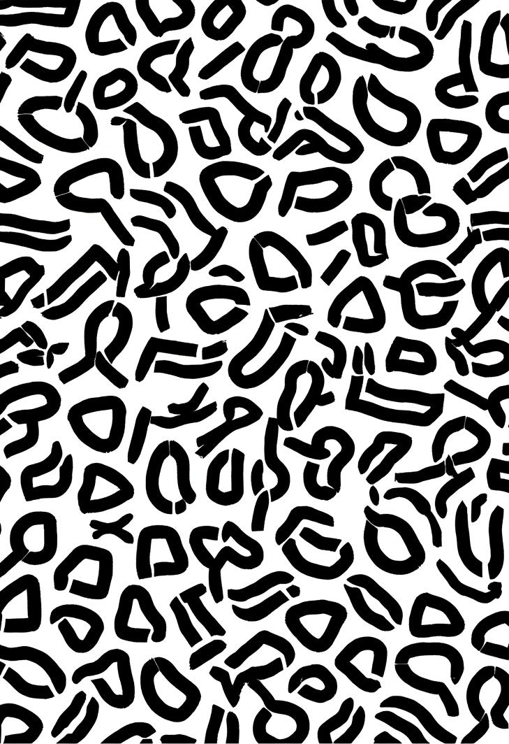Abstract Brushstroke Black White Design Rug