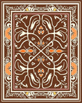 Ornate Animal Symmetry Brown Style Rug