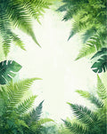 Lush Green Ferns Watercolor Print Rug