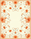 Elegant Orange Floral Border Pattern Rug
