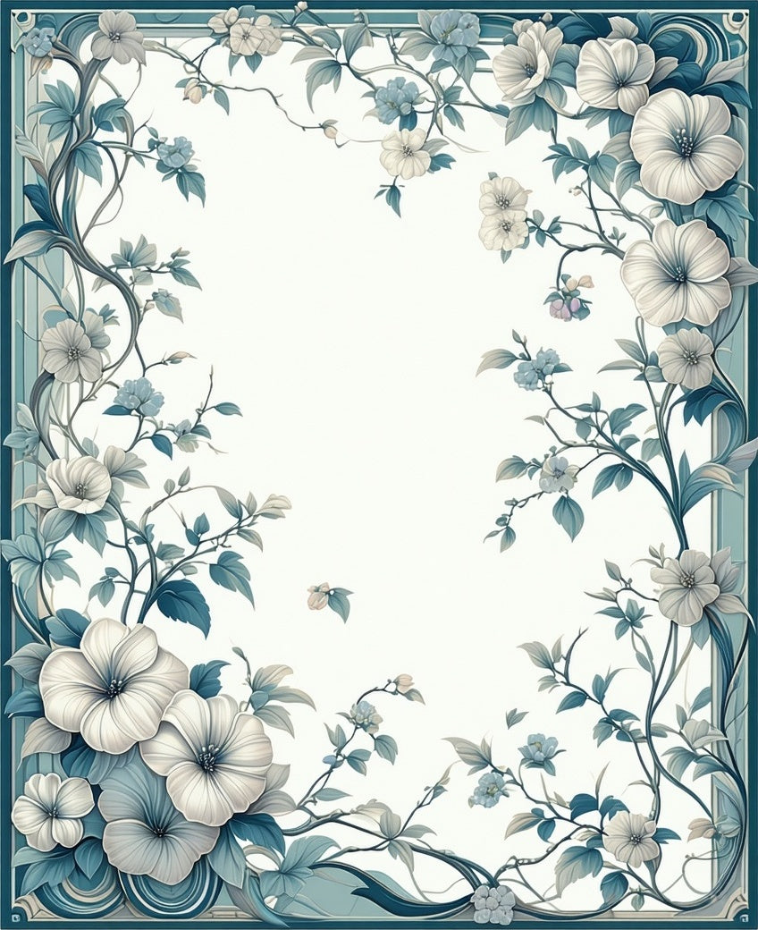 Elegant Floral Vine Border Design Rug