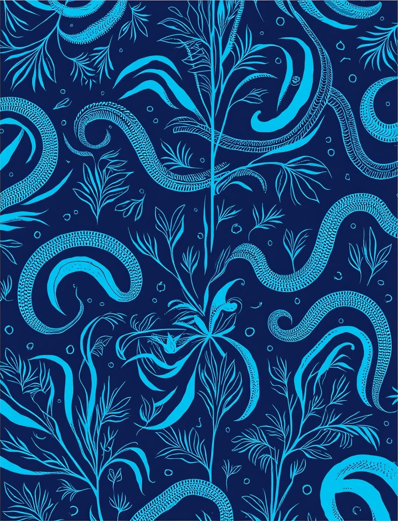 Oceanic Serpent With Floral Design Rug