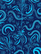 Oceanic Serpent With Floral Design Rug