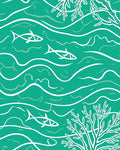 Ocean Waves Fish Abstract Design Rug