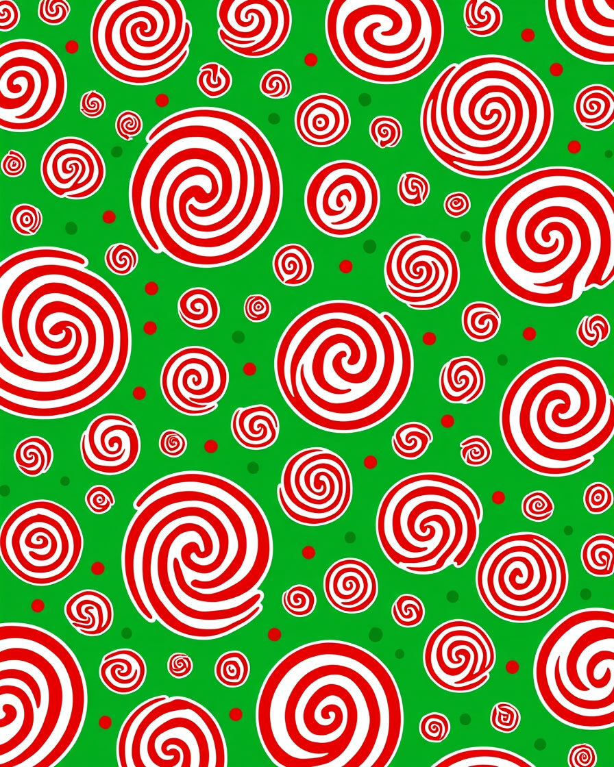 Festive Swirls Red Candy Circles Rug