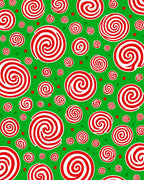 Festive Swirls Red Candy Circles Rug