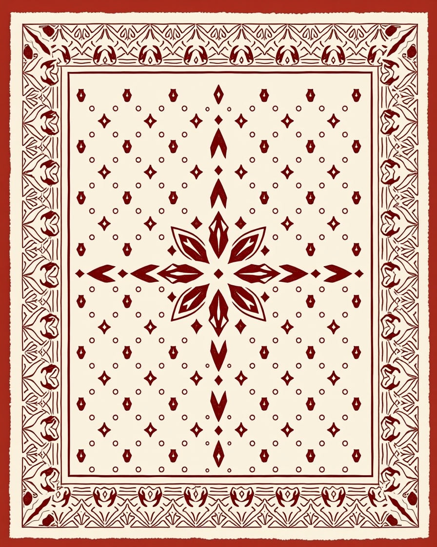 Geometric Floral Tile and Dot Pattern Rug