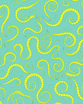 Whimsical Yellow Wavy Serpent Pattern Rug