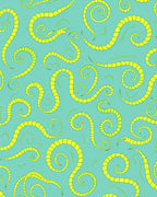 Whimsical Yellow Wavy Serpent Pattern Rug