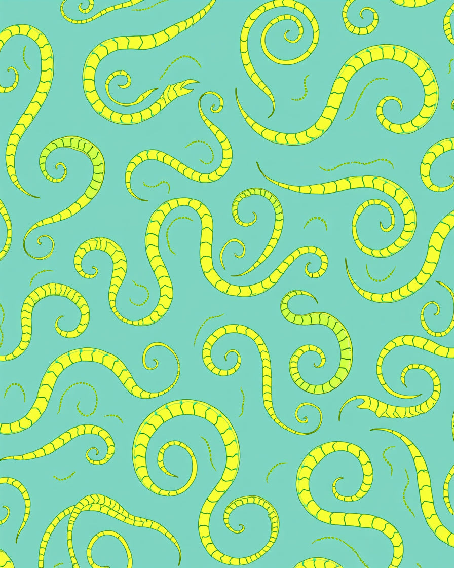 Whimsical Yellow Wavy Serpent Pattern Rug