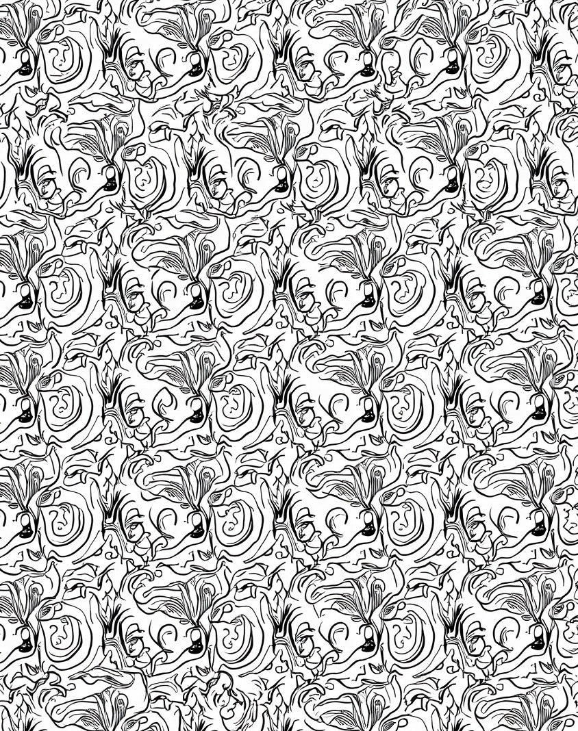 Abstract Swirl Botanical Linework Design Rug